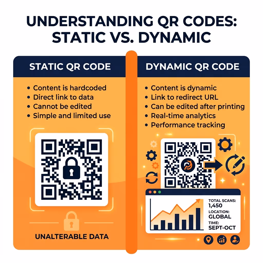 Comparison of static and dynamic QR codes